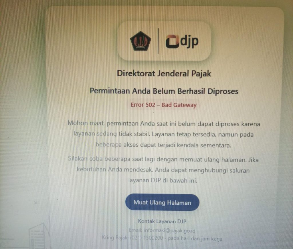 SC Notif eror coretax